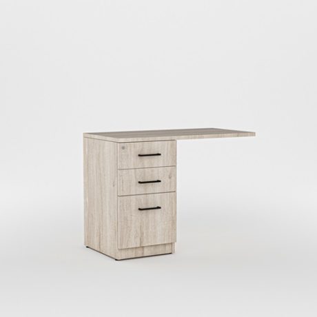 " Mobile pedestal
extension (side table) and drawer unit ,top melamine laminated 25mm PVC edged ,with central locking drawers unit.
Size: *100x50x74cm.
           * 80x50x74cm."